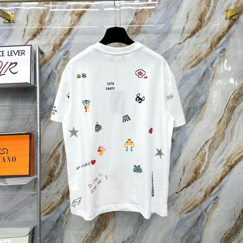 Áo Phông Nam Nữ Dsq2 In Hình Item Sticker Chó Sao Nấm Chữ Quanh Áo . Áo Thun Cộc Tay Siêu Cấp Cho CÁc Boy Phố Hót 2023