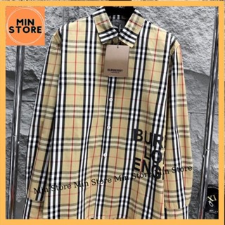 Áo Sơ Mi BBR Nam Nữ Dài Tay Kẻ Sọc Caro Màu Be Dập Chữ Burberry London England Hottrend Danh Cho Các Boy Phố Hottrend 23