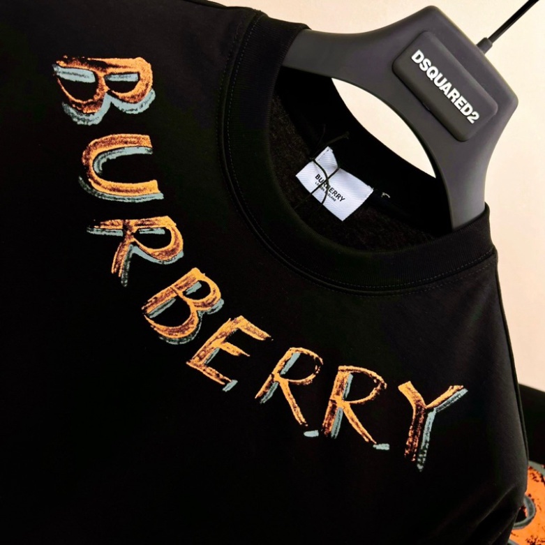 Áo Phông Nam Nữ In Chữ BBR Cổ Phối Hình Ngựa Chiến Cam Xám Loang Sau Lưng Áo Thun Cộc Tay Cho Boy Phố Đi Chơi 2023