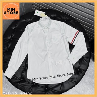 Áo Sơ Mi Trắng Nam Dài Tay Thom Browne Thêu Vạch Sọc Xanh Đỏ Trắng 1 Bên Tay Phong Cách Boy Phố Hót 2023