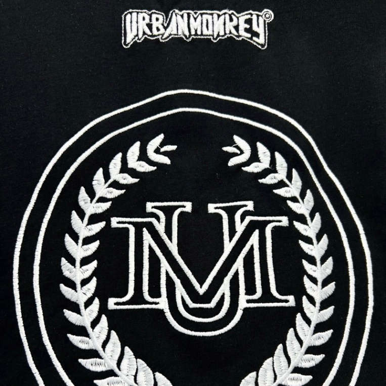 Áo Phông Nam Nữ  DG Thêu Logo chữ Urbanmonkey Bông Lúa Ghép Màu Đen Trắng . Áo Thun Cộc Tay Siêu Cấp Cho Các Boy Phố