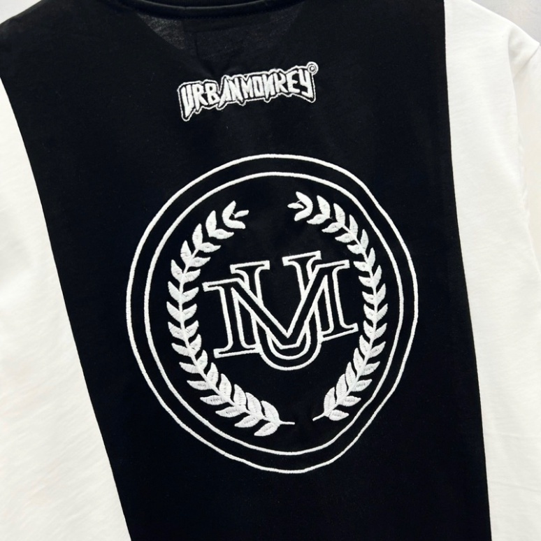 Áo Phông Nam Nữ  DG Thêu Logo chữ Urbanmonkey Bông Lúa Ghép Màu Đen Trắng . Áo Thun Cộc Tay Siêu Cấp Cho Các Boy Phố