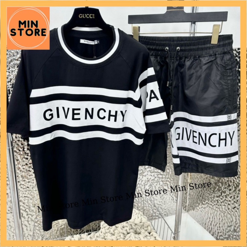 Bộ Đồ Nam Cộc Tay Mặc Hè In GIVENCHI Phối Hai Màu Đen Trắng . Bộ Thể Thao Cho Các Boy Phố Mặc Đi Chơi Đi Biển Hot 2023