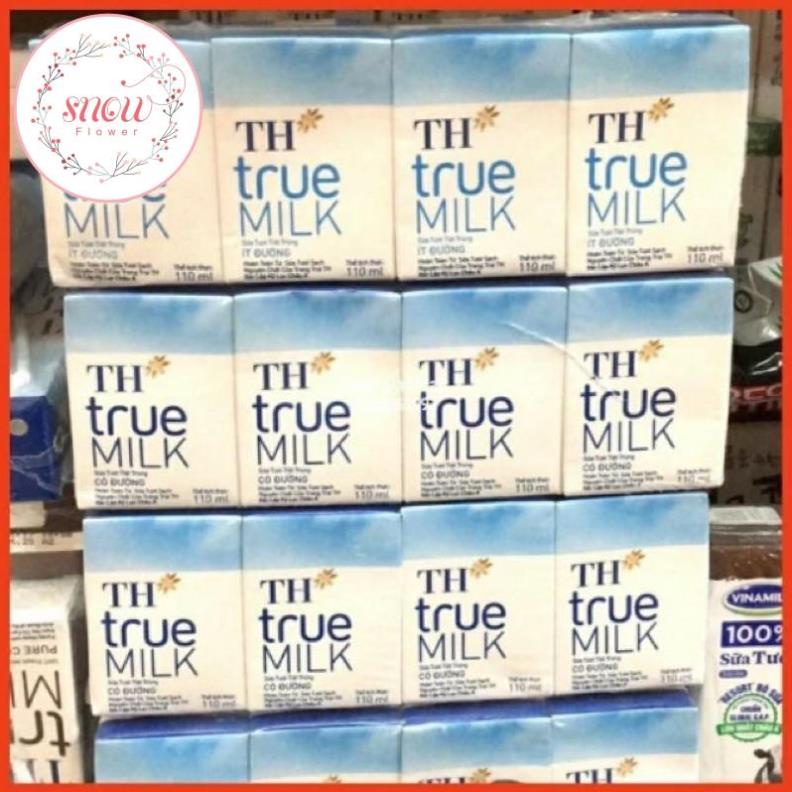 110ml Lốc 4 hộp Sữa tươi tiệt trùng TH true milk ít đường có đường hộp