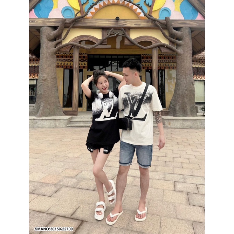 Áo Phông Nam Nữ In Chữ Eo Vì Vạch Loang Chéo Đen Trắng - Áo Cộc Tay Cao Cấp Chất Liệu Cotton Dày Dặn Thời Trang 2023