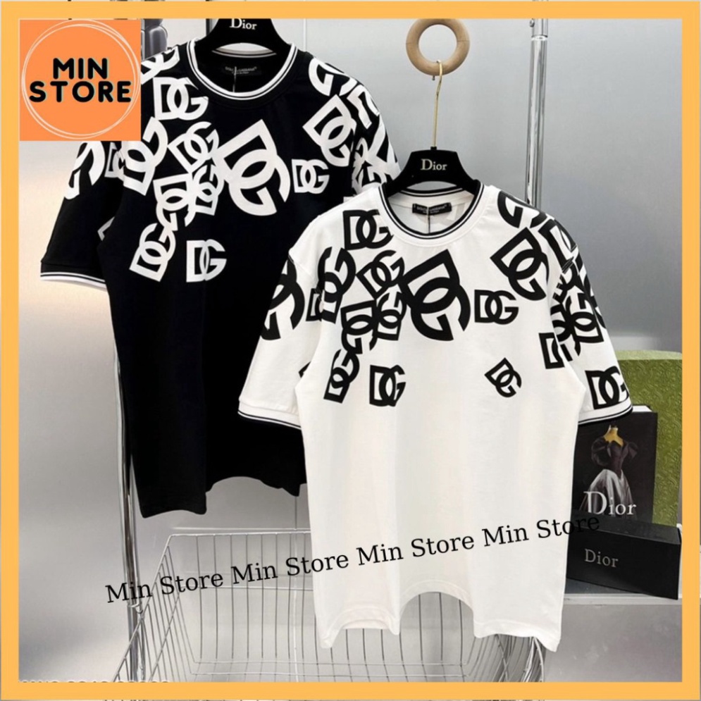 Áo Phông Do.lce Nam Nữ  Dập Logo DG Bo Ống Cổ Tay Sọc Đen Trắng Cộc Tay Siêu Cấp Dành Cho Các Boy Phố Đi Biển 2023