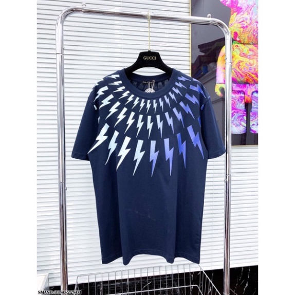 Áo Phông Cộc Tay In Hình Tia Sét - Áo Thun Cotton Mát Thấm Hút Mồ Hôi Hàng Đẹp 2023