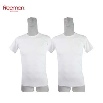Combo 2 Áo thun nam Freeman, cổ tròn viền cổ thiết kế viền lớn, chất liệu cotton cao cấp thoáng mát TSF316