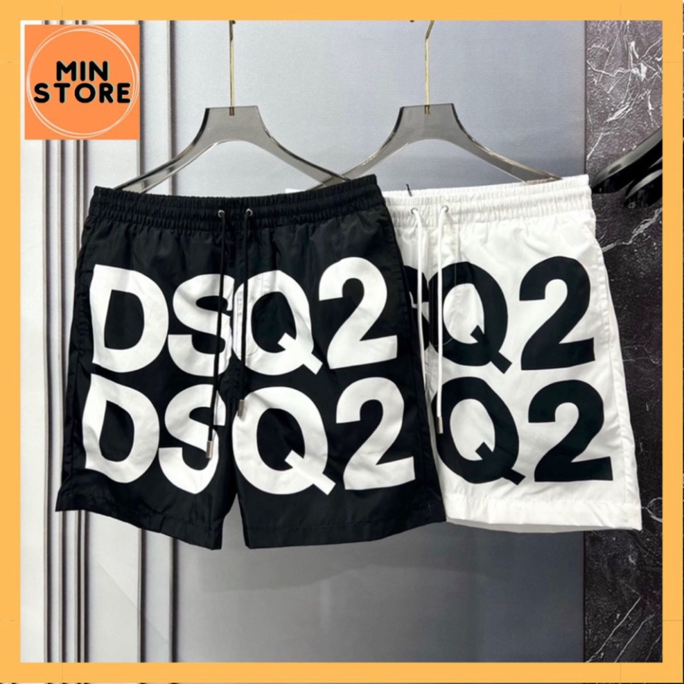 Quần Short Gió Nam Dsq2 In Hai Dòng Chữ Đen Trắng Cạp Chun Dây Thắt . Quần Đùi Đi Chơi Đi Biển Cực Phố Hottrend 2023