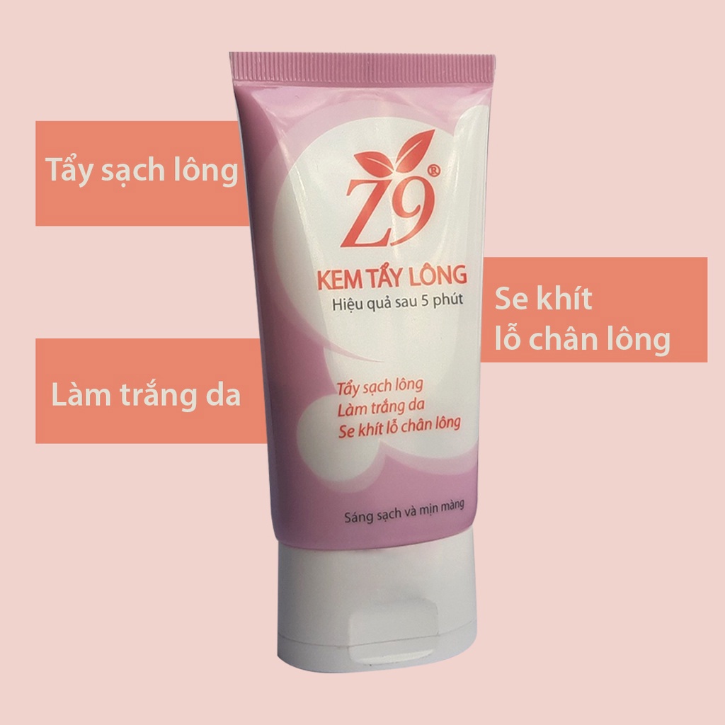 Kem Tẩy Lông Z9 Trắng Da Sạch Lông Nhẹ Nhàng (Hộp tuýp 60ml)