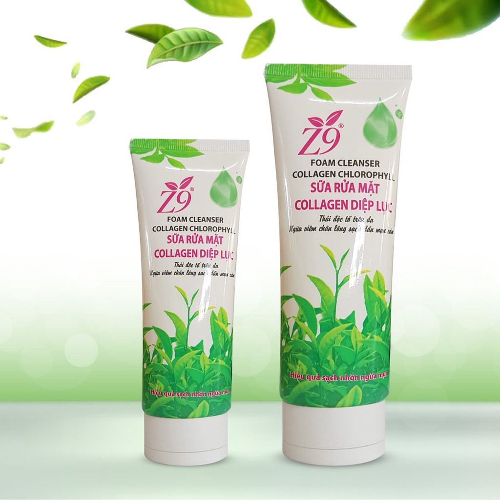 Sữa Rửa Mặt Collagen Diệp Lục Z9 Sạch Nhờn Sáng Da (Tuýp 100ml)