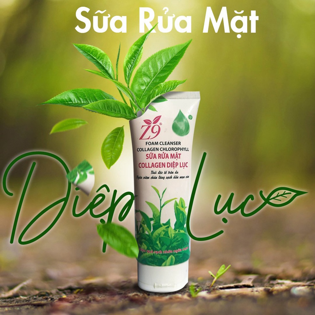 Sữa Rửa Mặt Collagen Diệp Lục Z9 Sạch Nhờn Sáng Da (Tuýp 100ml)