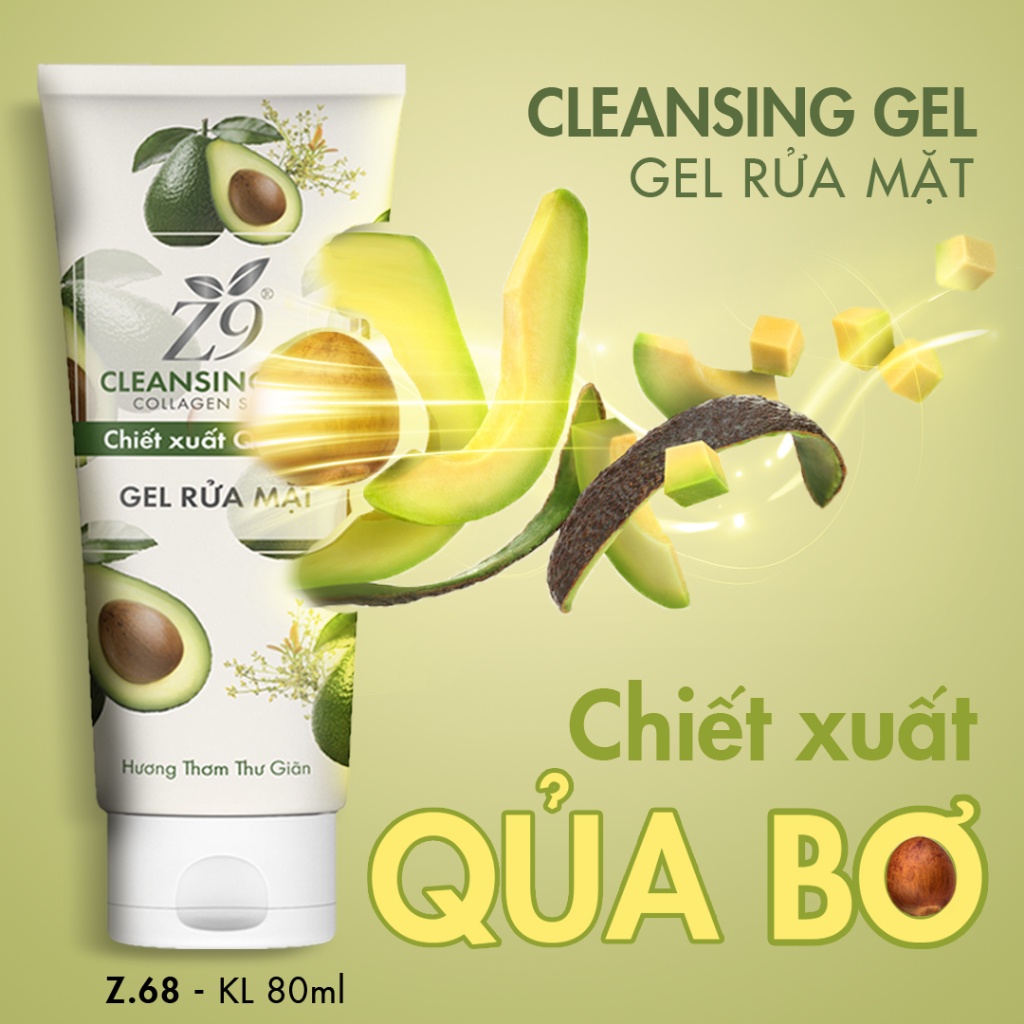 Gel Rửa Mặt Tinh Chất Bơ Z9 Sạch Da Trắng Sáng Mịn Màng 80ml