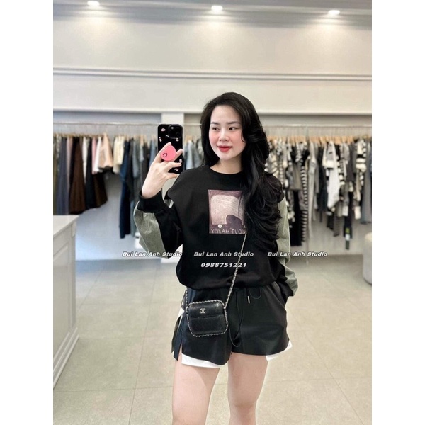 Áo nỉ pha tay bò rút dây siêu hot