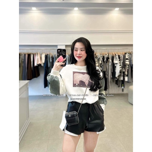 Áo nỉ pha tay bò rút dây siêu hot