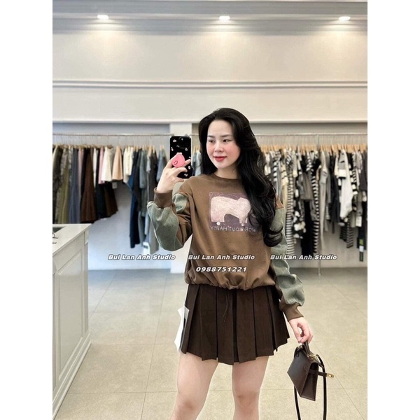 Áo nỉ pha tay bò rút dây siêu hot