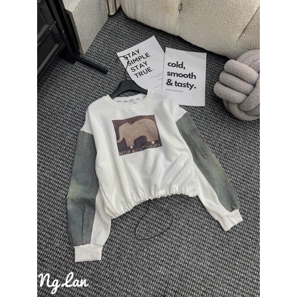 Áo nỉ pha tay bò rút dây siêu hot