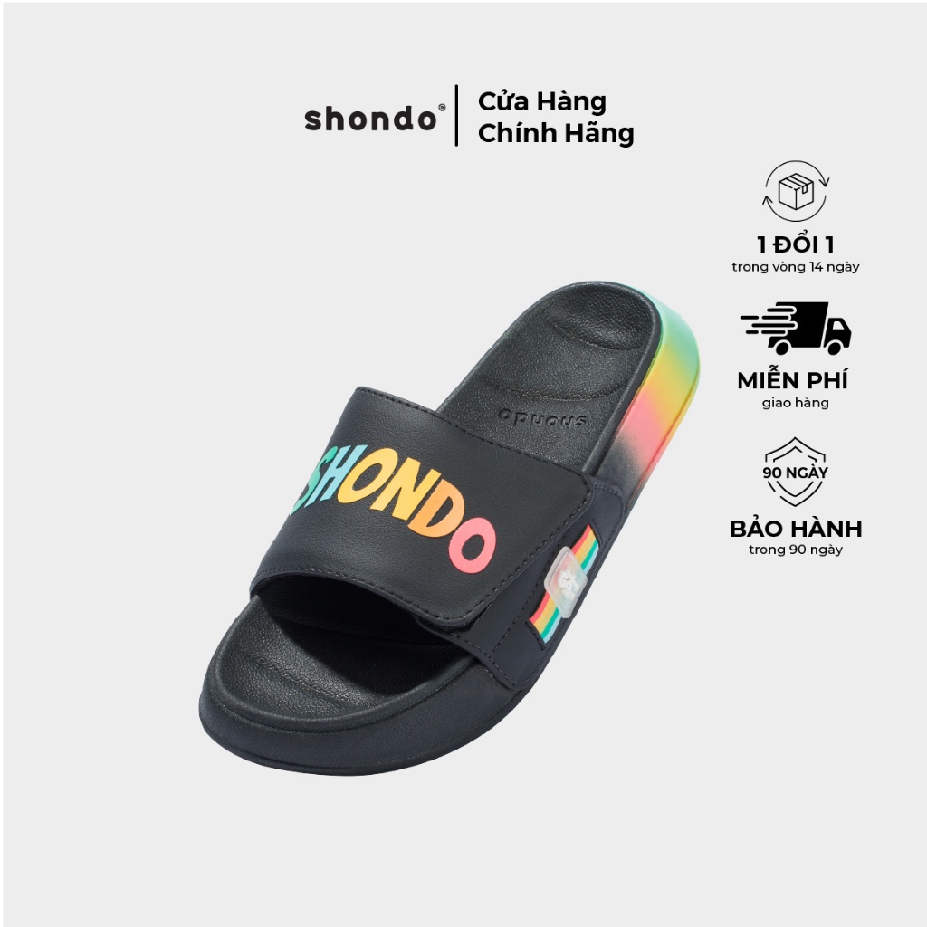 Dép Trendy III In Chữ Shondo Pride Đen TRE1158