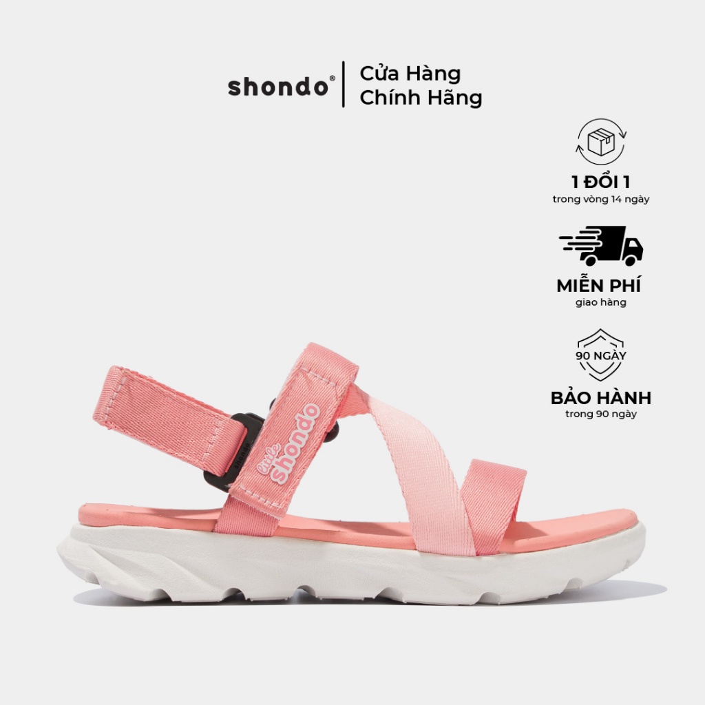 Giày Sandal Quai Dán Bé Trai Bé Gái LITTLE SHONDO F6 Sport Siêu Nhẹ Đế Mềm, Êm Đi Học Đi Chơi Hồng Trắng LIT0070