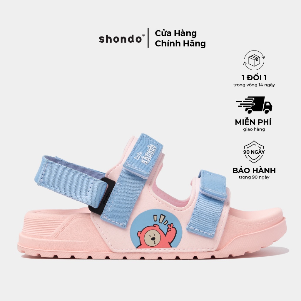 Giày Sandal Quai Dán Bé Trai Bé Gái LITTLE SHONDO Thời Trang Siêu Nhẹ Đế Mềm, Êm Đi Học Đi Chơi Hồng Tím LIT7090