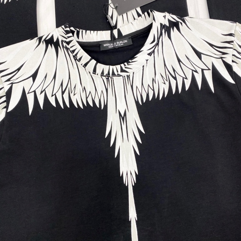 Áo Phông Nam Nữ  In Hình Đôi Cánh Trắng Burlon Tràn Cổ Hai Mặt . Áo Cánh Chim Cho Các Boy Phố Đi Chơi Đi Biển Hót 2023