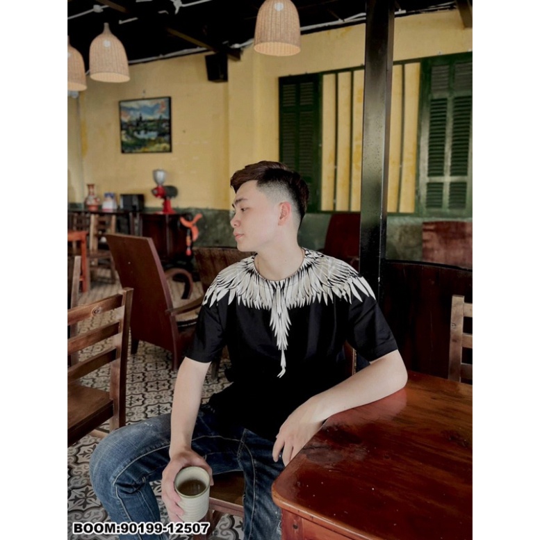 Áo Phông Nam Nữ  In Hình Đôi Cánh Trắng Burlon Tràn Cổ Hai Mặt . Áo Cánh Chim Cho Các Boy Phố Đi Chơi Đi Biển Hót 2023