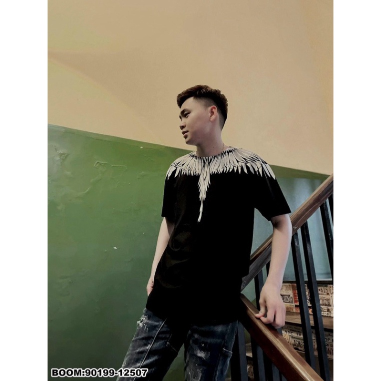 Áo Phông Nam Nữ  In Hình Đôi Cánh Trắng Burlon Tràn Cổ Hai Mặt . Áo Cánh Chim Cho Các Boy Phố Đi Chơi Đi Biển Hót 2023