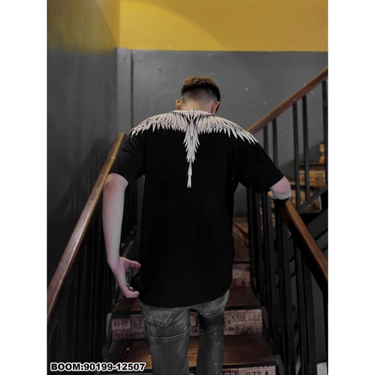 Áo Phông Nam Nữ  In Hình Đôi Cánh Trắng Burlon Tràn Cổ Hai Mặt . Áo Cánh Chim Cho Các Boy Phố Đi Chơi Đi Biển Hót 2023
