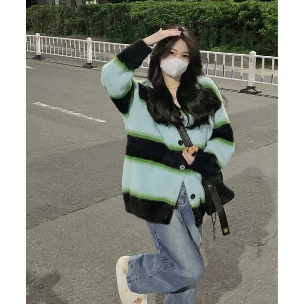 Áo Khoác cardigan Nữ Kẻ Sọc Thời Trang