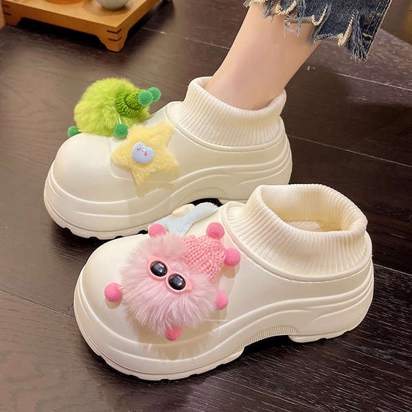 Dép cotton Đế Dày Thời Trang Mùa Đông Dễ Thương Cho Nữ
