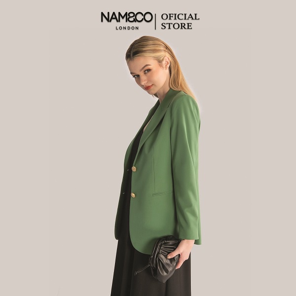 Áo blazer dáng suông nữ Namandco 2 lớp mềm mại công sở trẻ trung size S M L màu xanh, đỏ cam NJ40176MGO