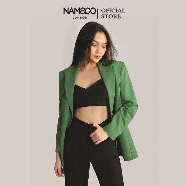 Áo blazer dáng suông nữ Namandco 2 lớp mềm mại công sở trẻ trung size S M L màu xanh, đỏ cam NJ40176MGO