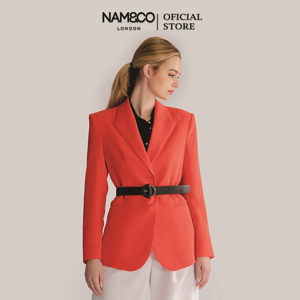 Áo blazer dáng suông nữ Namandco 2 lớp mềm mại công sở trẻ trung size S M L màu xanh, đỏ cam NJ40176MGO