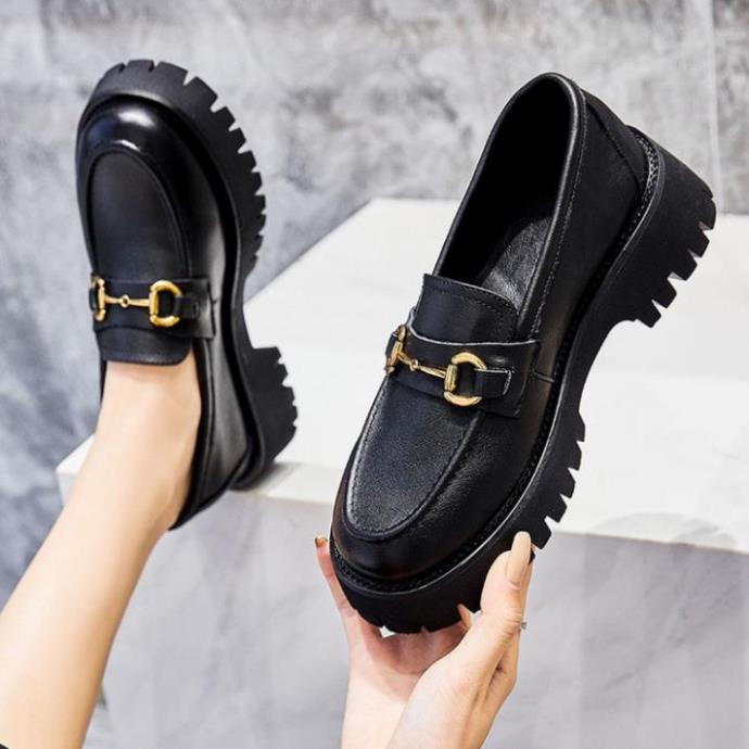 Giầy búp bê nữ da mềm quai xích đôn đế cao 4cm, giày nữ đi học ULZZANG SHOES phong cách hàn quốc