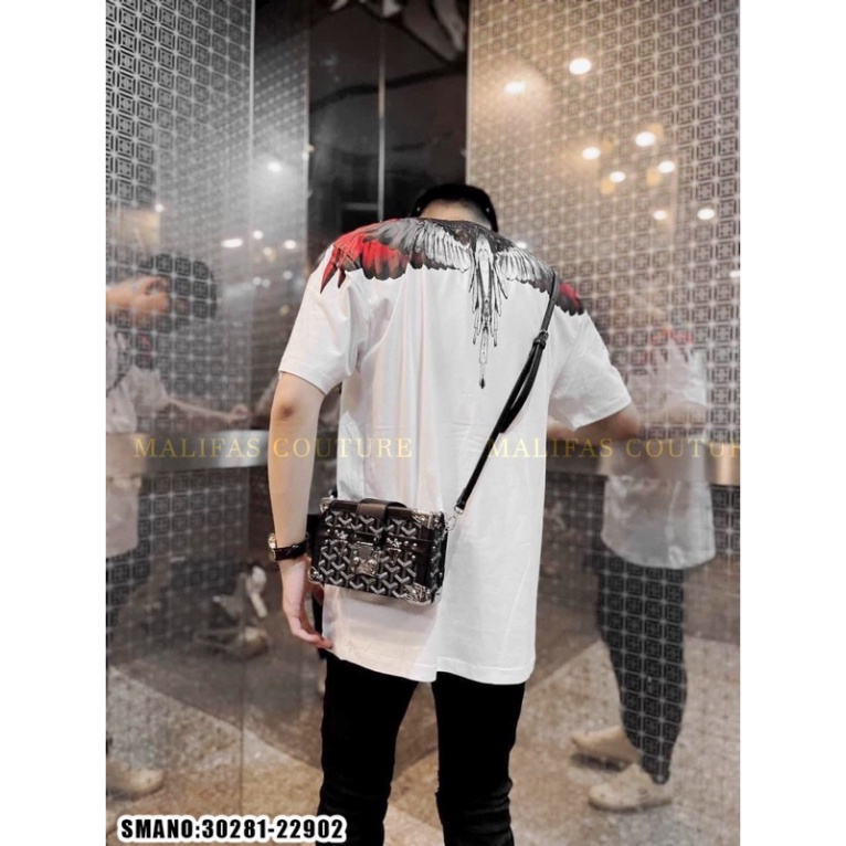 Áo Phông Nam Nữ In Hình Đôi Cánh Burlon Xám Đỏ Tràn Cổ Hai Mặt . Áo Thun Siêu Cấp Dành Cho Các Boy Phố Đi Chơi Đi Biển