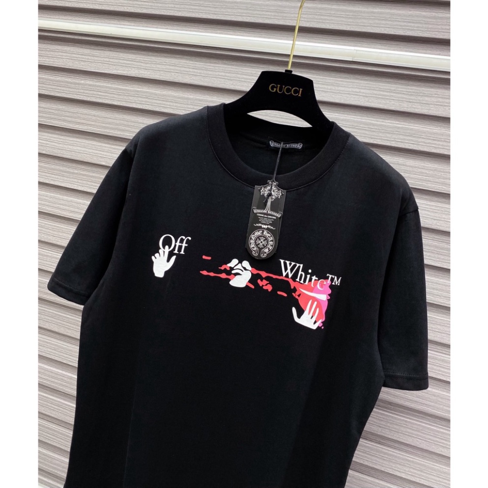 Áo Phông Nam Nữ In Chữ Off White dấu X vảy loang hồng hai mặt ,Áo Thun Siêu Cấp Cực Nét 2023