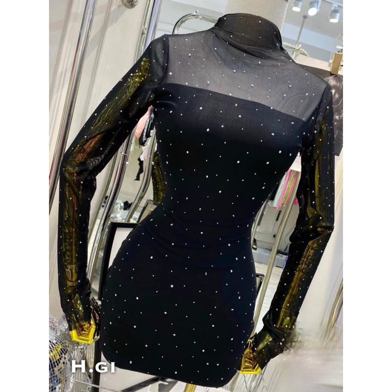Đầm body mix đá dài tay Sang chảnh