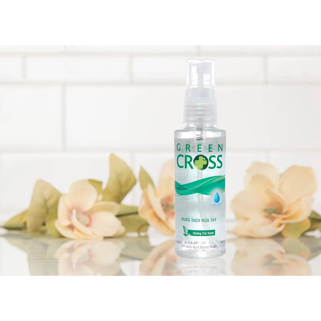 Xịt Rửa Tay Khô Green Cross Làm Sạch Tay Kháng Khuẩn Khử Mùi Hương Trà Xanh 70ml
