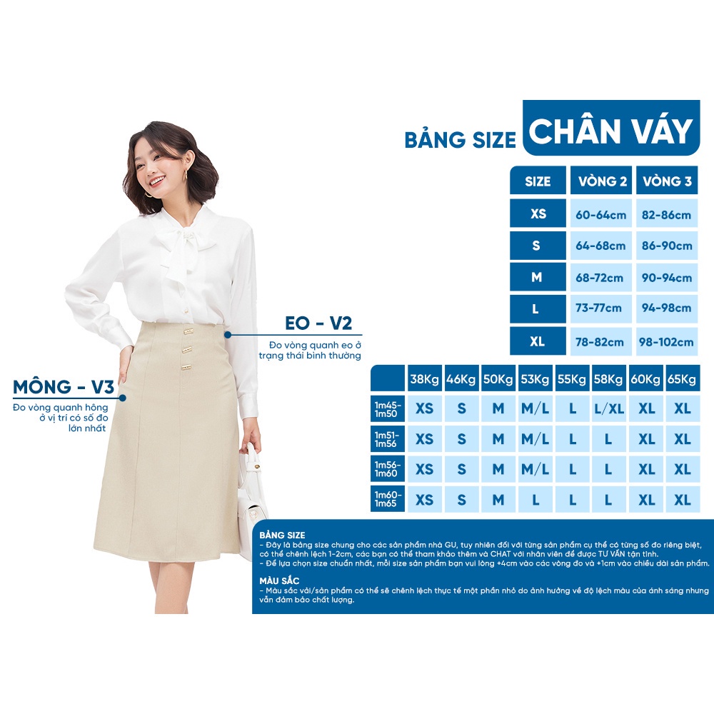 Chân váy A nhún sườn thời trang GUMAC VD06034