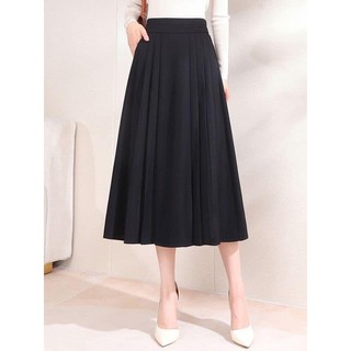 Chân váy midi dáng xòe cạp xếp ly dáng cơ bản dễ mặc đồ 240