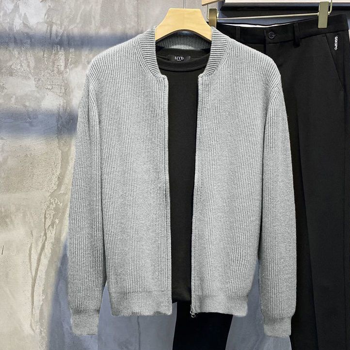 Áo Khoác Bóng Chày Màu Trơn Dáng Ôm Có Khóa Kéo Đôi Thời Trang Thu Đông Hàn Quốc 2023