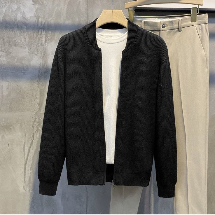 Áo Khoác Bóng Chày Màu Trơn Dáng Ôm Có Khóa Kéo Đôi Thời Trang Thu Đông Hàn Quốc 2023