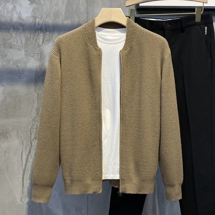 Áo Khoác Bóng Chày Màu Trơn Dáng Ôm Có Khóa Kéo Đôi Thời Trang Thu Đông Hàn Quốc 2023