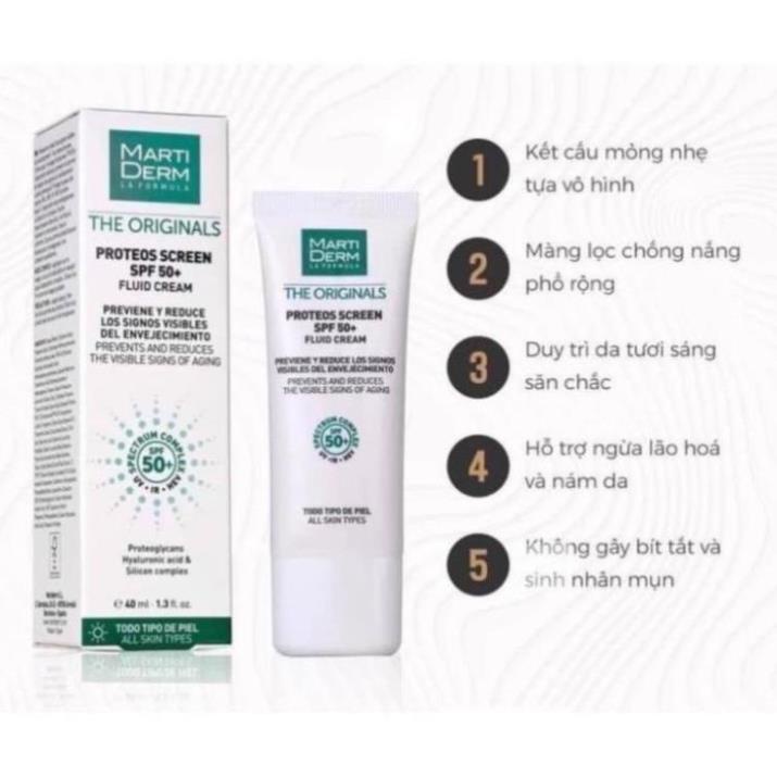 Kem chống nắng MartiDerm The Proteos Screen SPF50+++ 40ml - Giúp Da Tươi Tắn,Trẻ Trung
