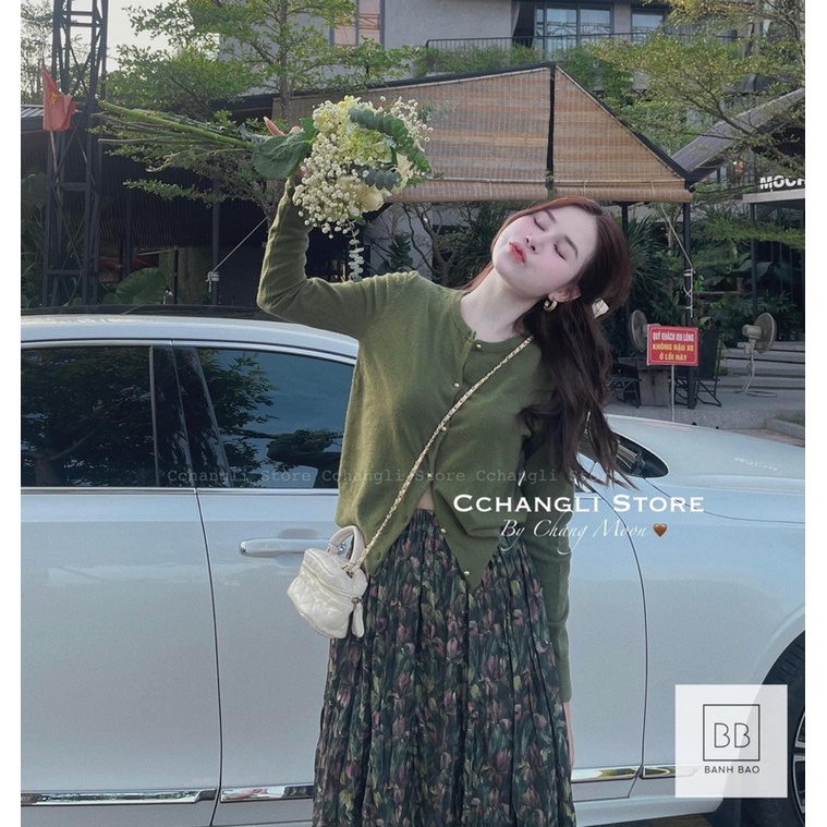 Sét áo cardigan mix chân váy hoa