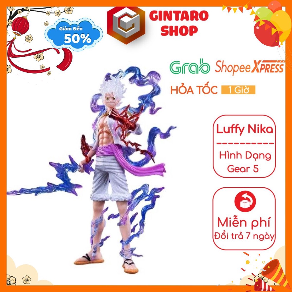 Xả hàng Mô hình One Piece Luffy Nika thần mặt trời cực sắc nét, Mô hình nhân vật Luffy Gear 5 tặng kèm xe