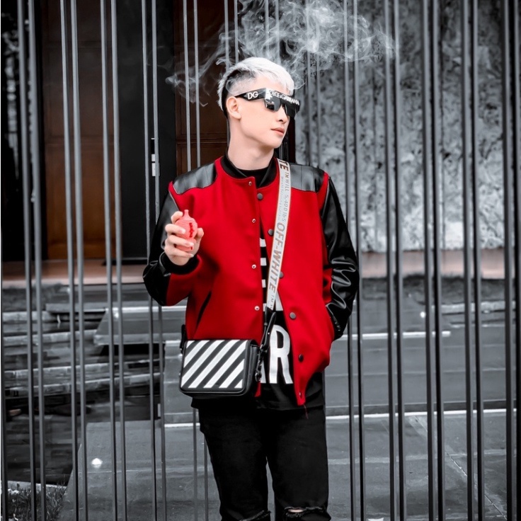 Áo khoác bomber Saint Laurent phối da thiết kế hot trend Nam nữ New 2023 - Áo Khoác Dạ Da Cao Cấp