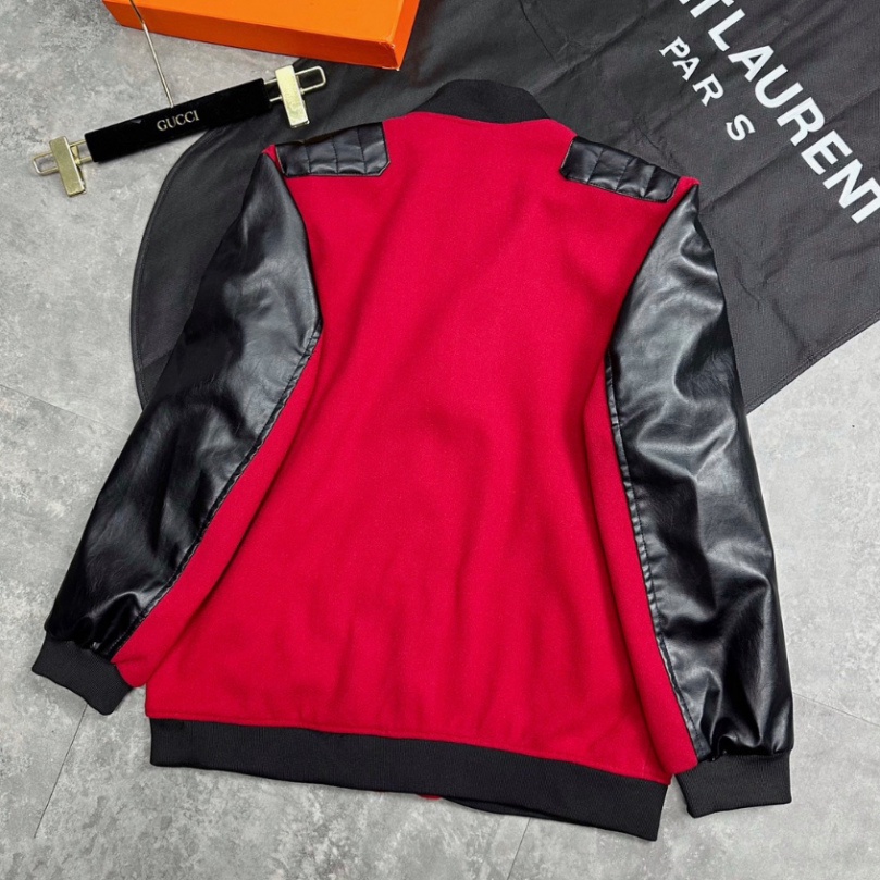 Áo khoác bomber Saint Laurent phối da thiết kế hot trend Nam nữ New 2023 - Áo Khoác Dạ Da Cao Cấp