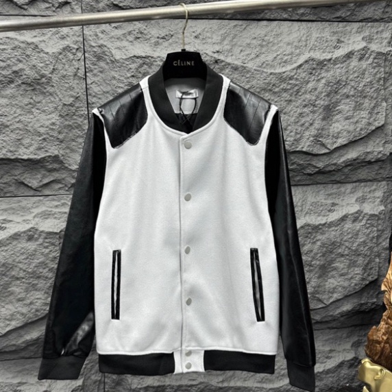 Áo khoác bomber Saint Laurent phối da thiết kế hot trend Nam nữ New 2023 - Áo Khoác Dạ Da Cao Cấp