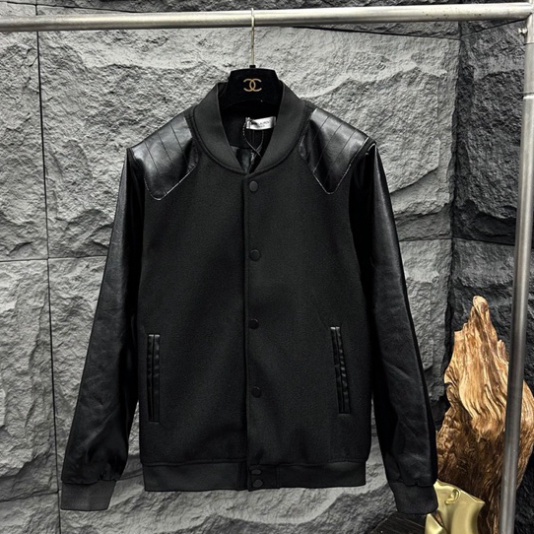 Áo khoác bomber Saint Laurent phối da thiết kế hot trend Nam nữ New 2023 - Áo Khoác Dạ Da Cao Cấp